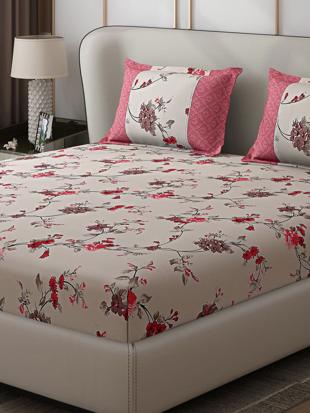 130 GSM Polyester Double Bed 1 Bedsheet with 2 Pillow Covers (Vibrant)