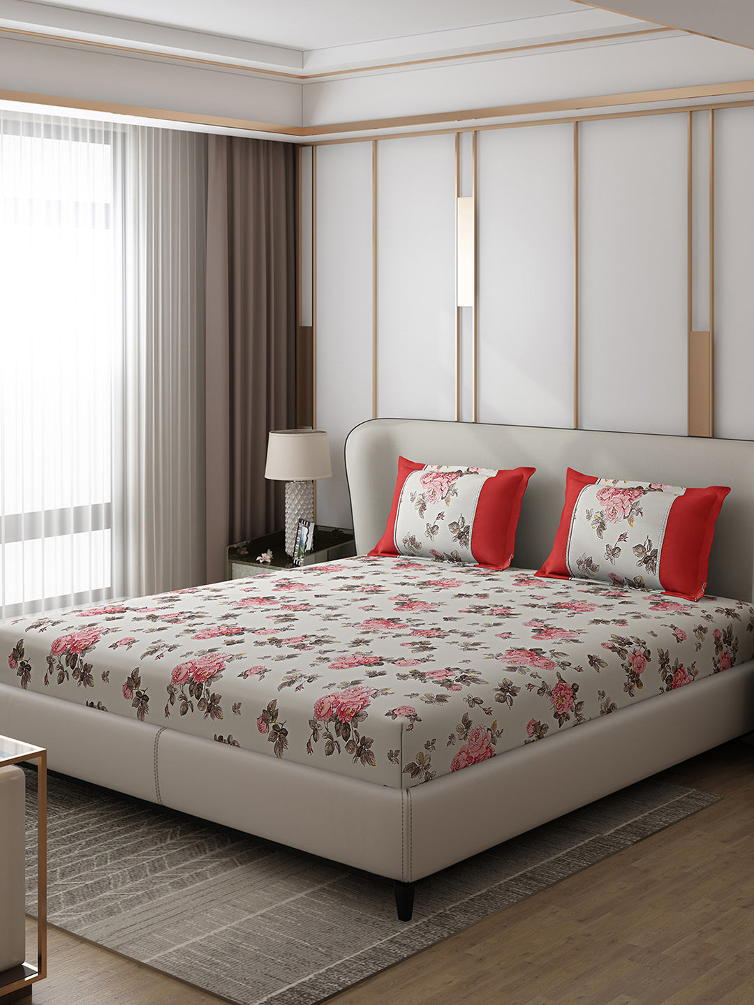130 GSM Polyester Double Bed 1 Bedsheet with 2 Pillow Covers (Vibrant)