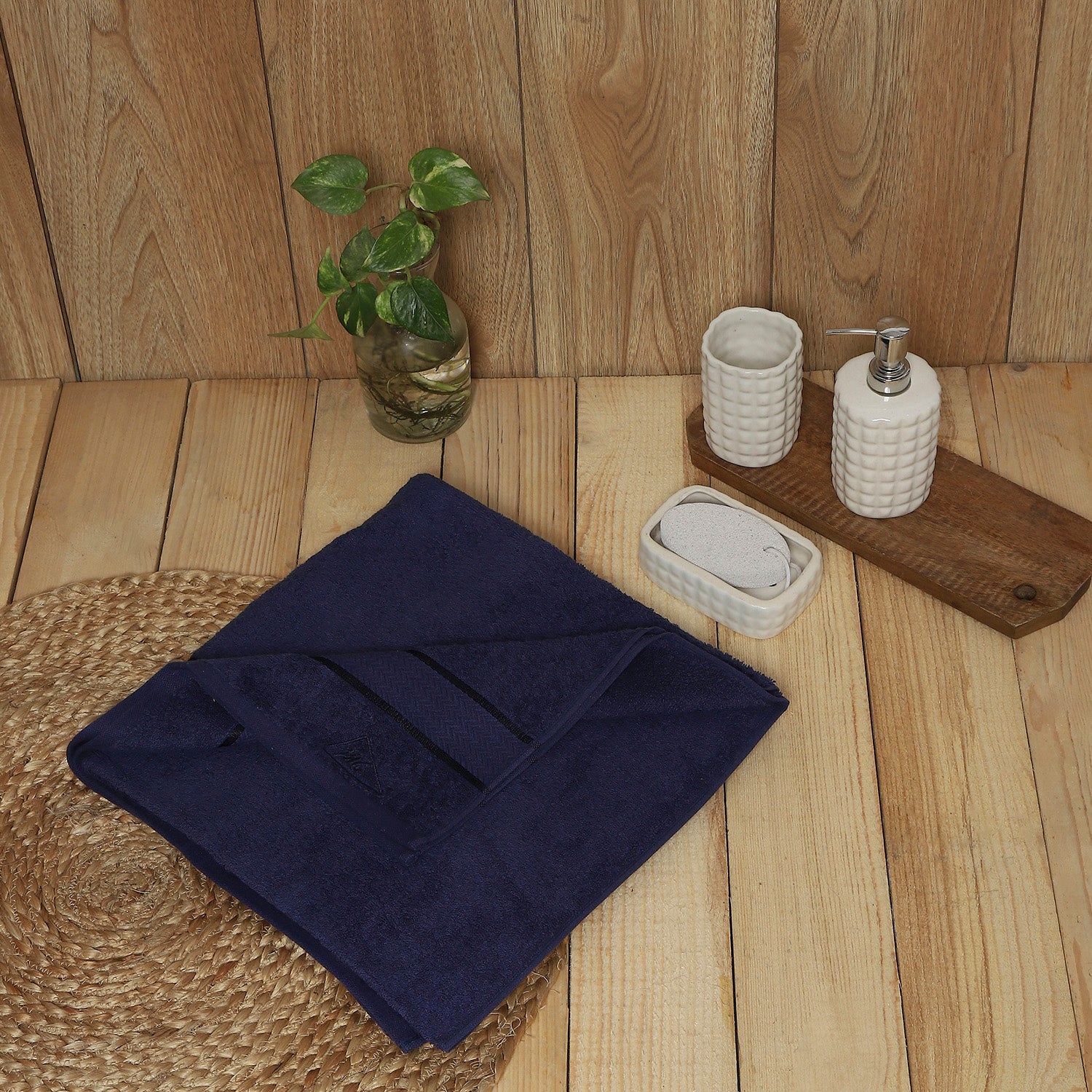 Navy Blue Cotton 450 GSM Bath Towel