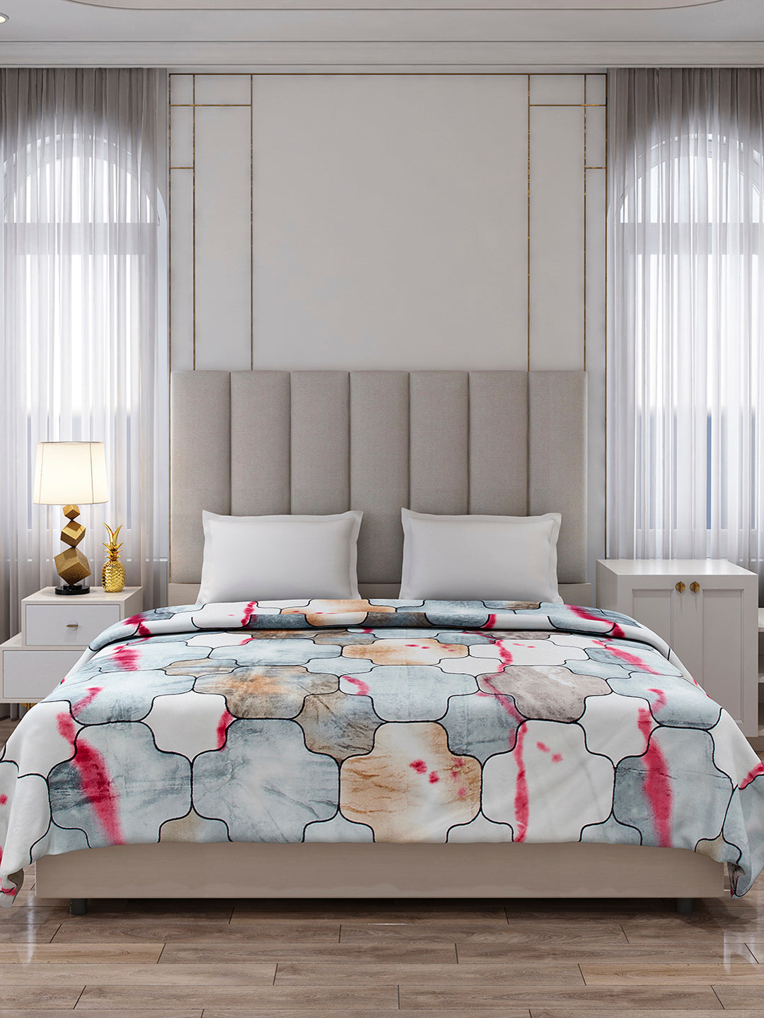 Printed Double Bed 233 GSM Blanket for AC Room - (Plushy)