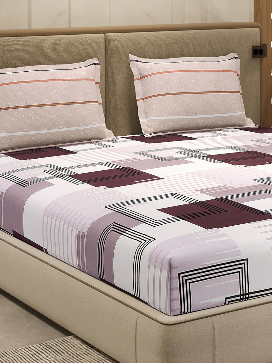 110 GSM Polyester Double Bed 1 Bedsheet with 2 Pillow Cover (Aromatica)
