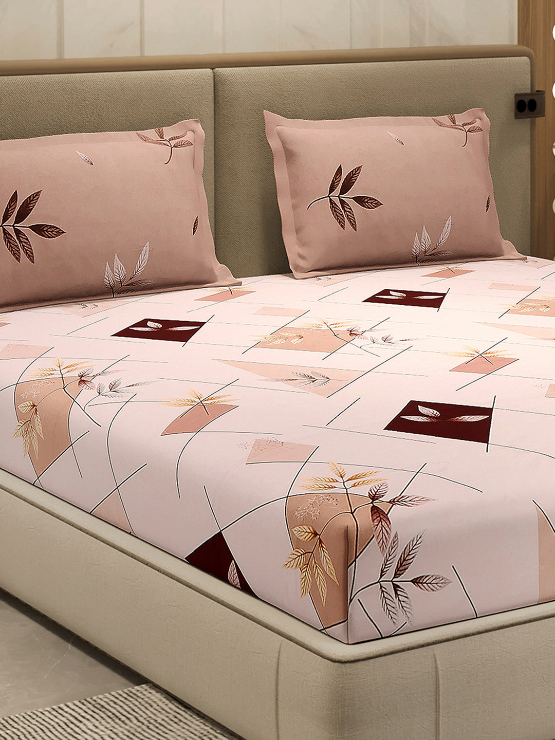 110 GSM Polyester Double Bed 1 Bedsheet with 2 Pillow Cover (Aromatica)