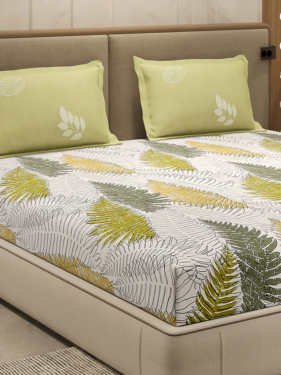 110 GSM Polyester Double Bed 1 Bedsheet with 2 Pillow Cover (Aromatica)
