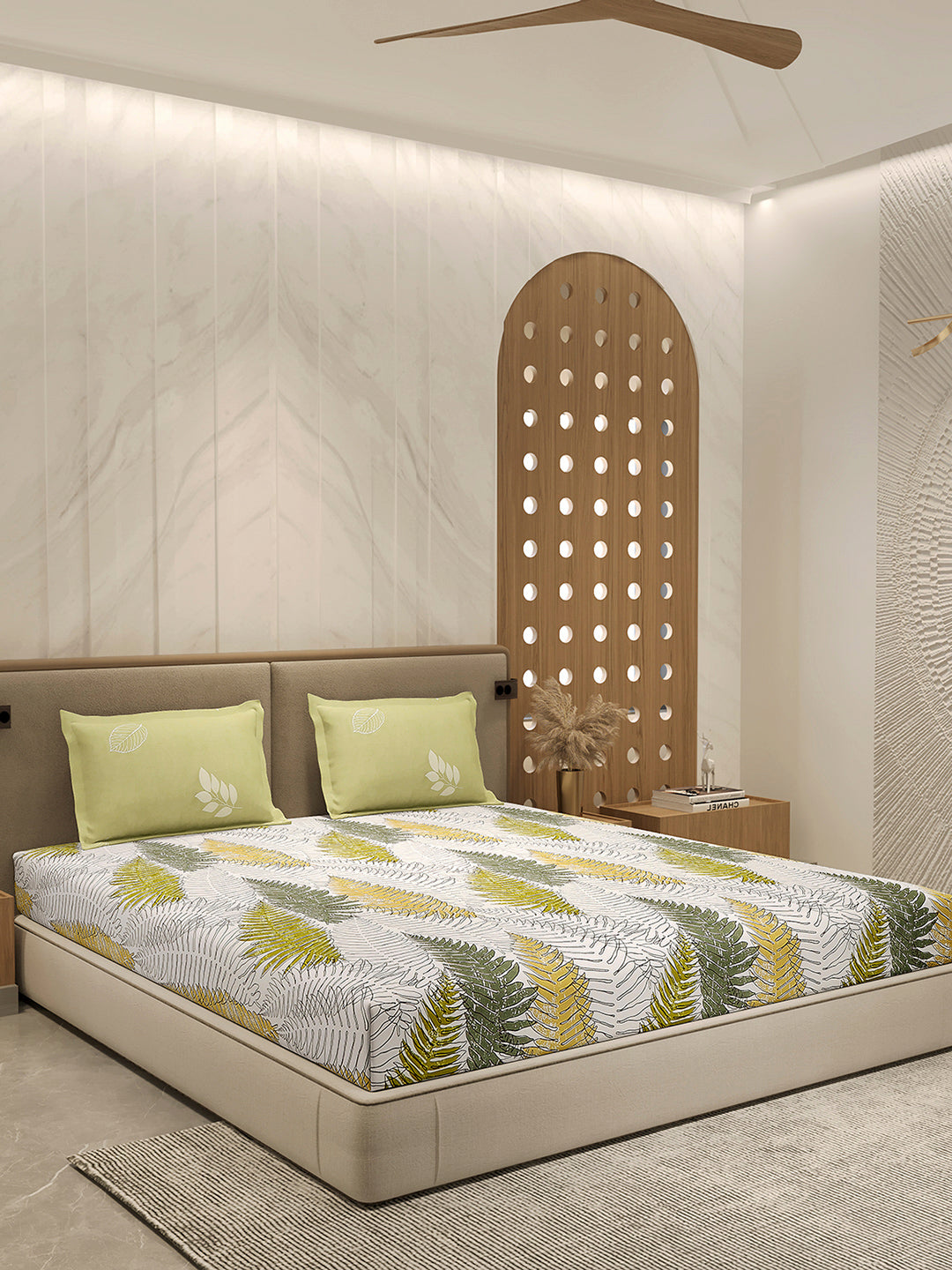 110 GSM Polyester Double Bed 1 Bedsheet with 2 Pillow Cover (Aromatica)