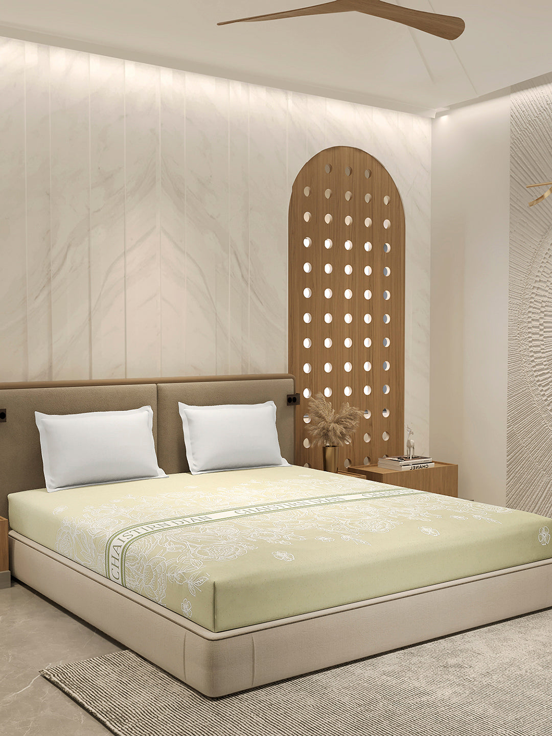 110 GSM Polyester Double Bed 1 Bedsheet with 2 Pillow Cover (Aromatica)
