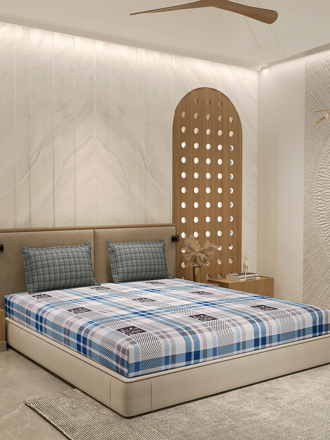 110 GSM Polyester Double Bed 1 Bedsheet with 2 Pillow Cover (Aromatica)