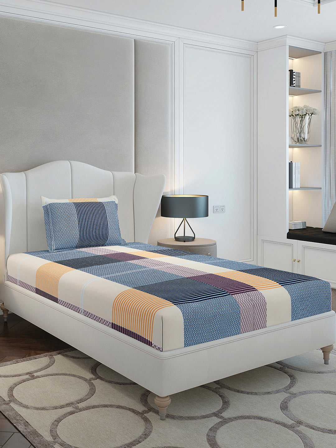 130 GSM Polyester Single Bedsheet with 1 Pillow Cover (Decoy)
