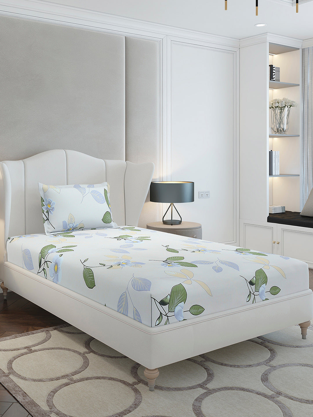 130 GSM Polyester Single Bedsheet with 1 Pillow Cover (Decoy)