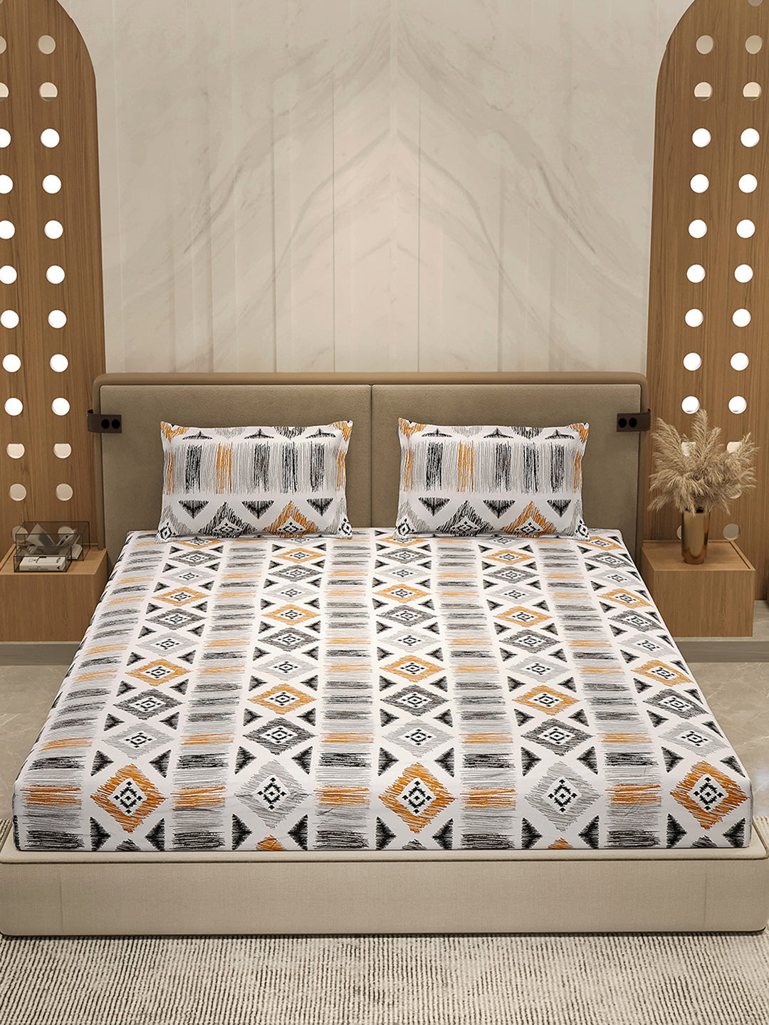 210 TC 100% Bamboo King 1 Bedsheet with 2 Pillow Cover (Eco-Ease)