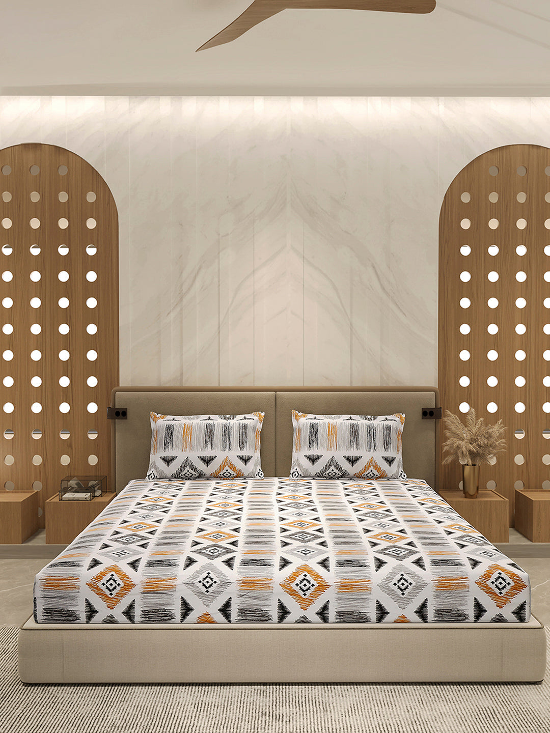 210 TC 100% Bamboo King 1 Bedsheet with 2 Pillow Cover (Eco-Ease)