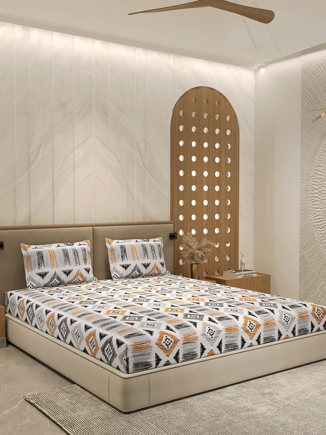 210 TC 100% Bamboo King 1 Bedsheet with 2 Pillow Cover (Eco-Ease)