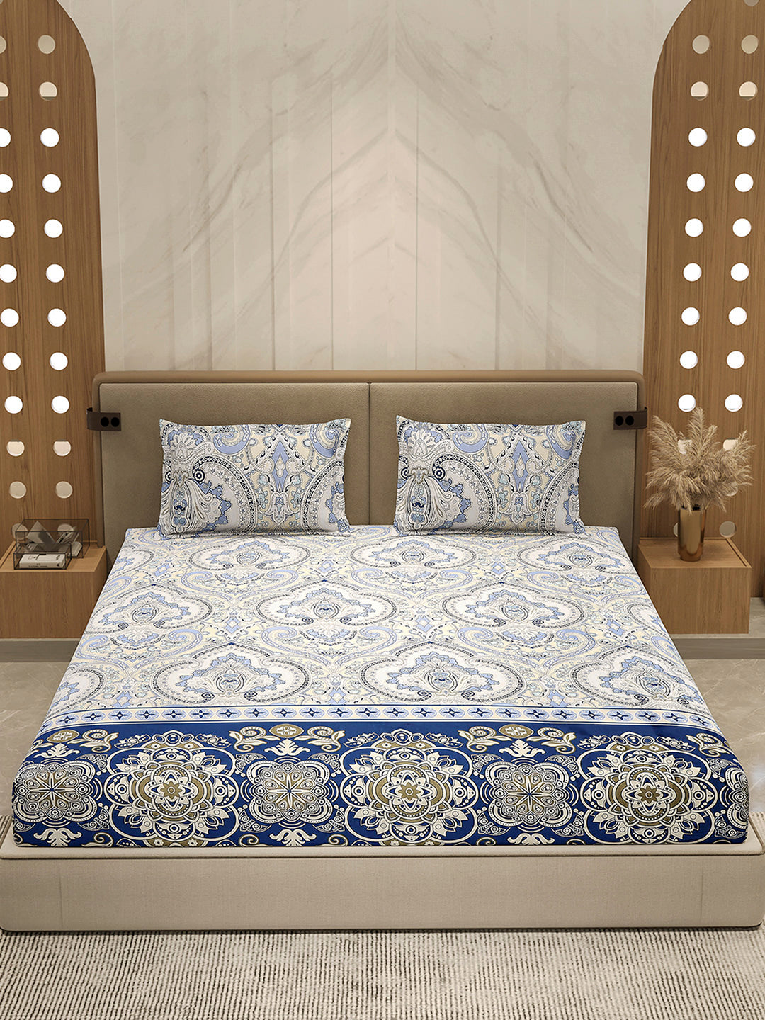 210 TC 100% Bamboo King 1 Bedsheet with 2 Pillow Cover (Eco-Ease)