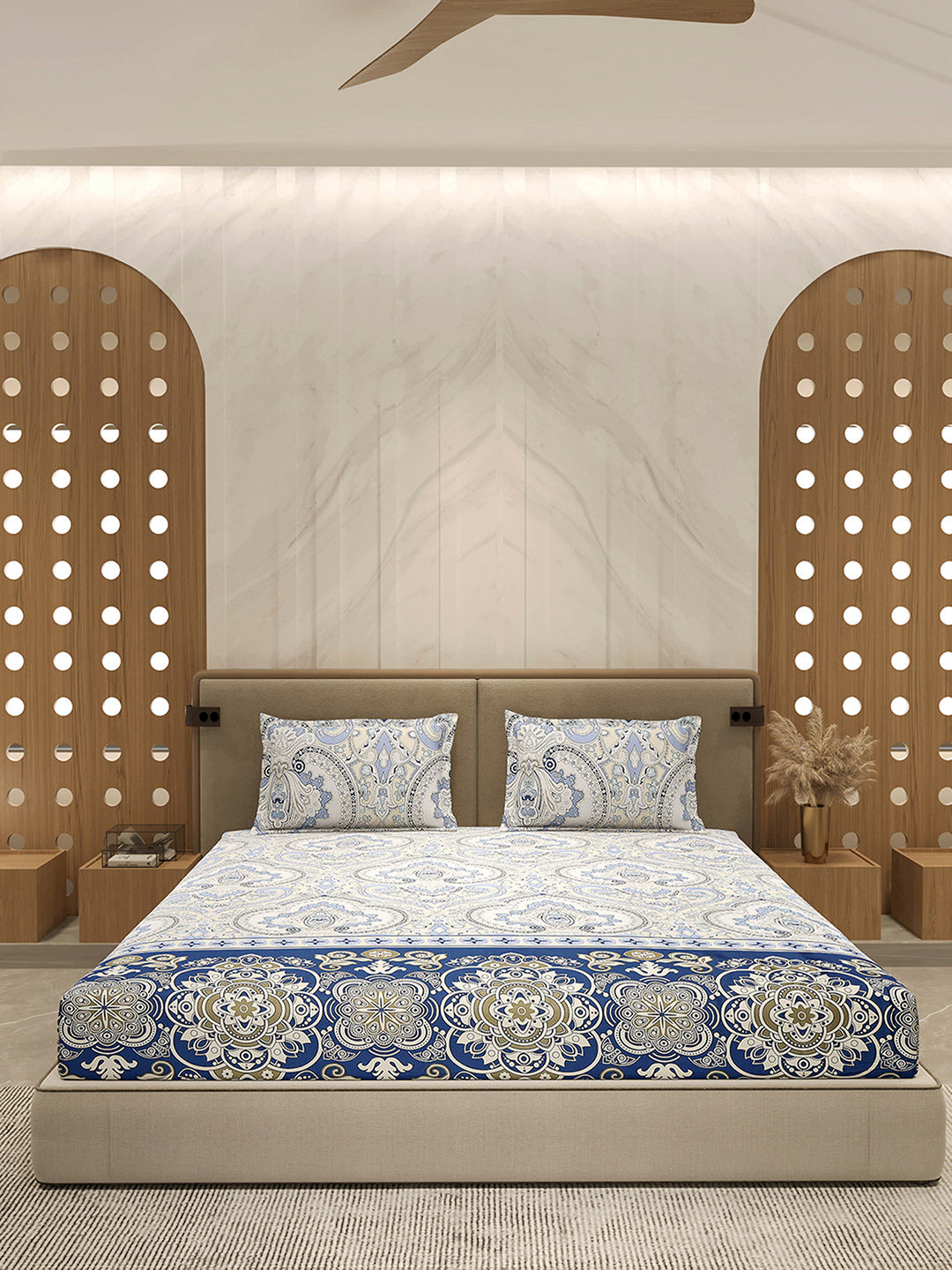 210 TC 100% Bamboo King 1 Bedsheet with 2 Pillow Cover (Eco-Ease)