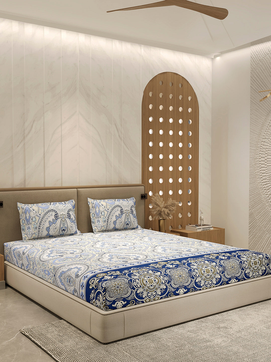 210 TC 100% Bamboo King 1 Bedsheet with 2 Pillow Cover (Eco-Ease)