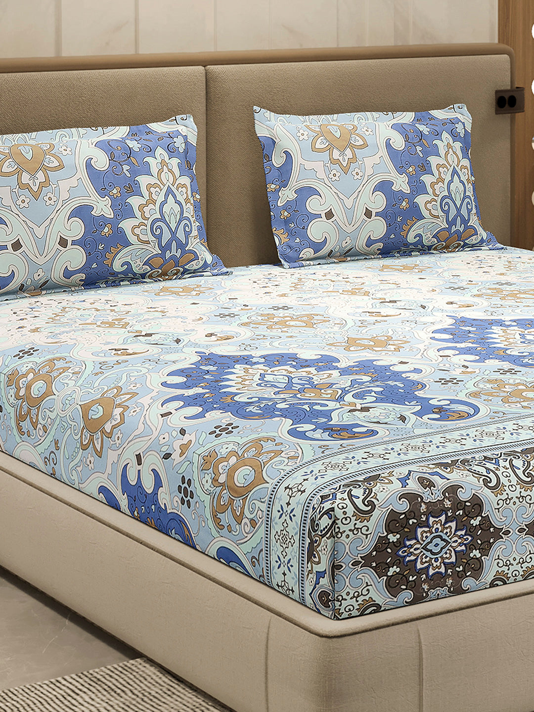 210 TC 100% Bamboo King 1 Bedsheet with 2 Pillow Cover (Eco-Ease)