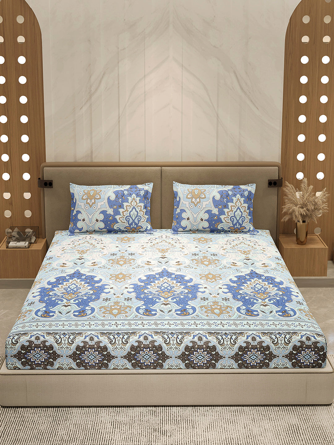 210 TC 100% Bamboo King 1 Bedsheet with 2 Pillow Cover (Eco-Ease)