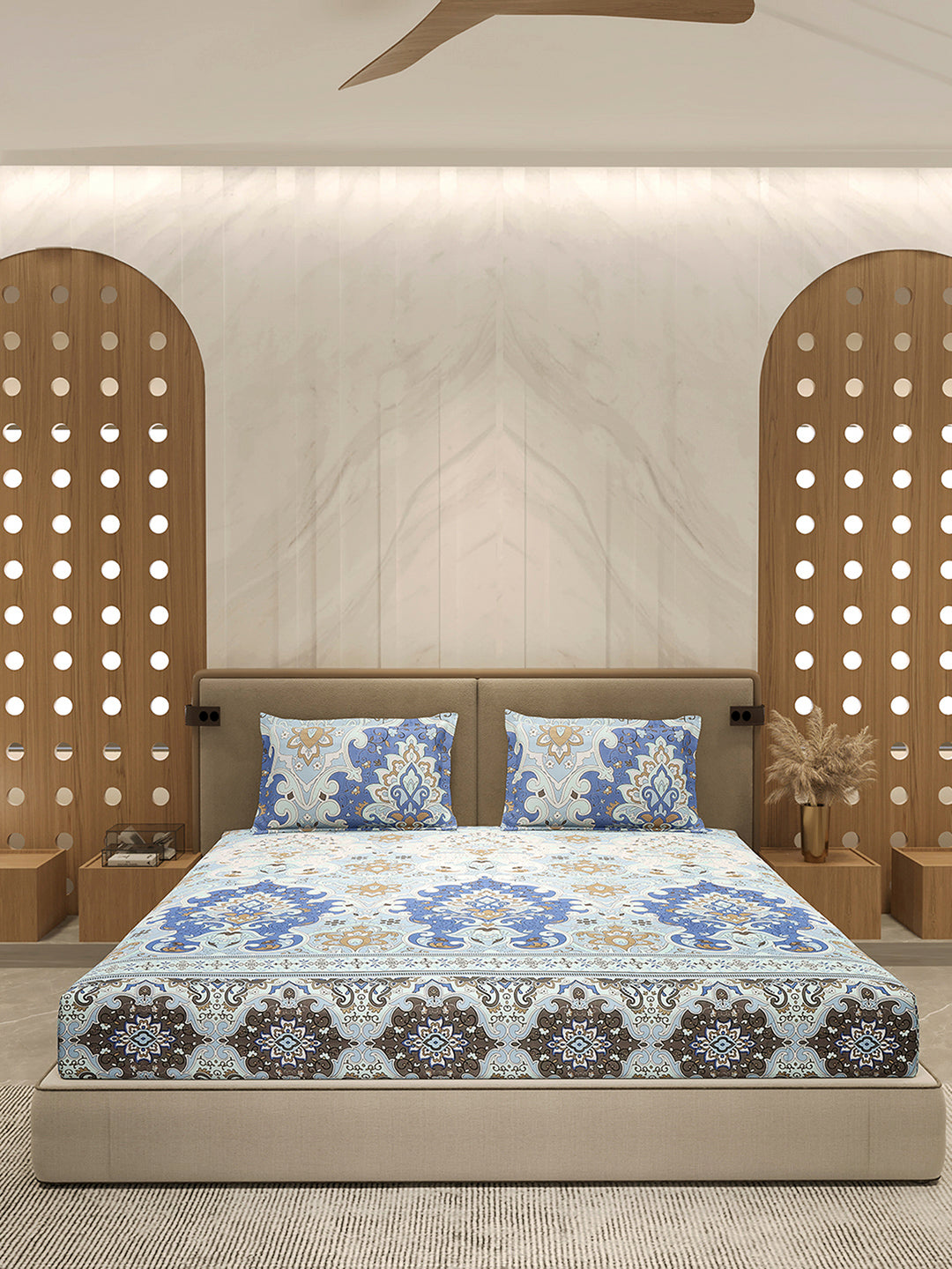 210 TC 100% Bamboo King 1 Bedsheet with 2 Pillow Cover (Eco-Ease)