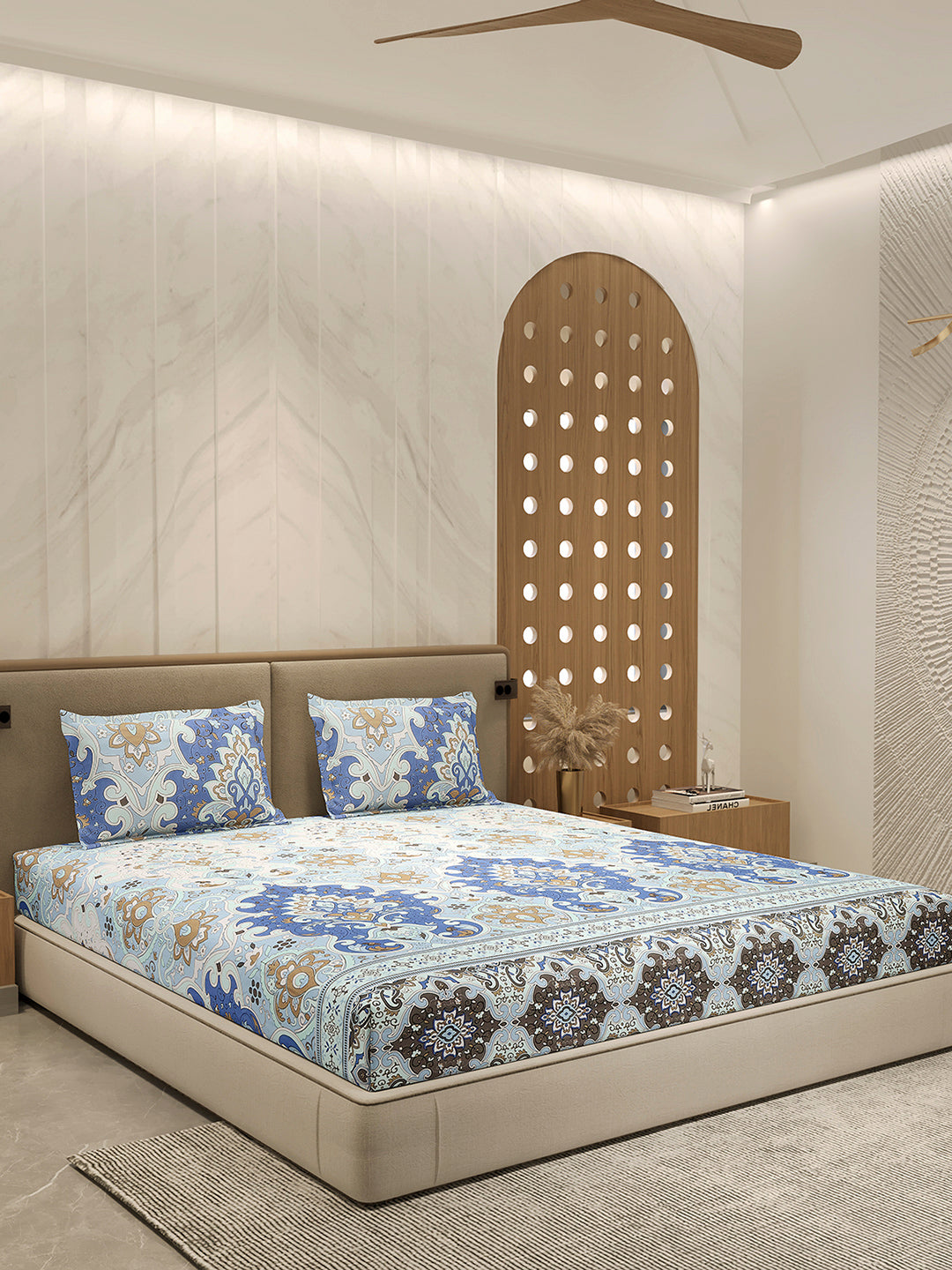 210 TC 100% Bamboo King 1 Bedsheet with 2 Pillow Cover (Eco-Ease)