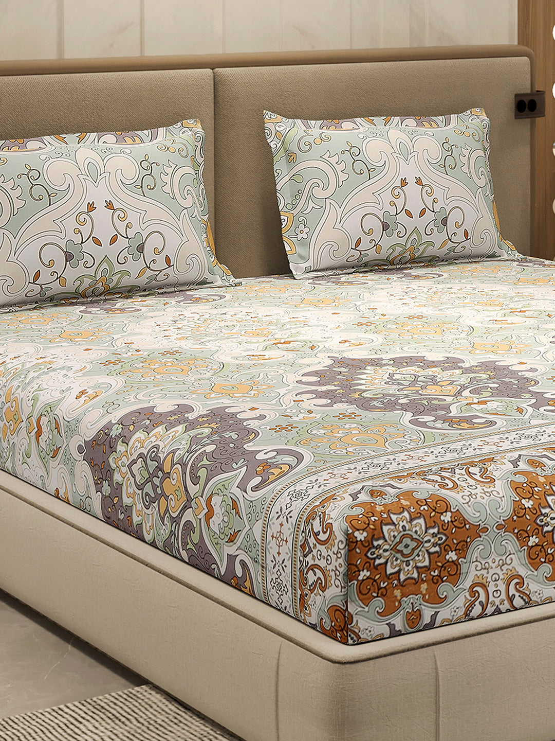 210 TC 100% Bamboo King 1 Bedsheet with 2 Pillow Cover (Eco-Ease)