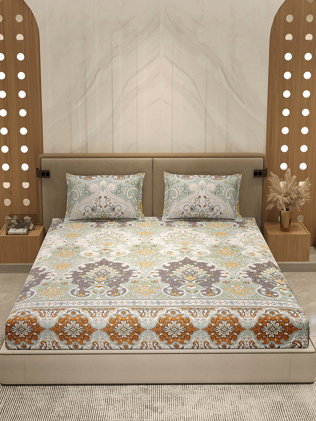 210 TC 100% Bamboo King 1 Bedsheet with 2 Pillow Cover (Eco-Ease)