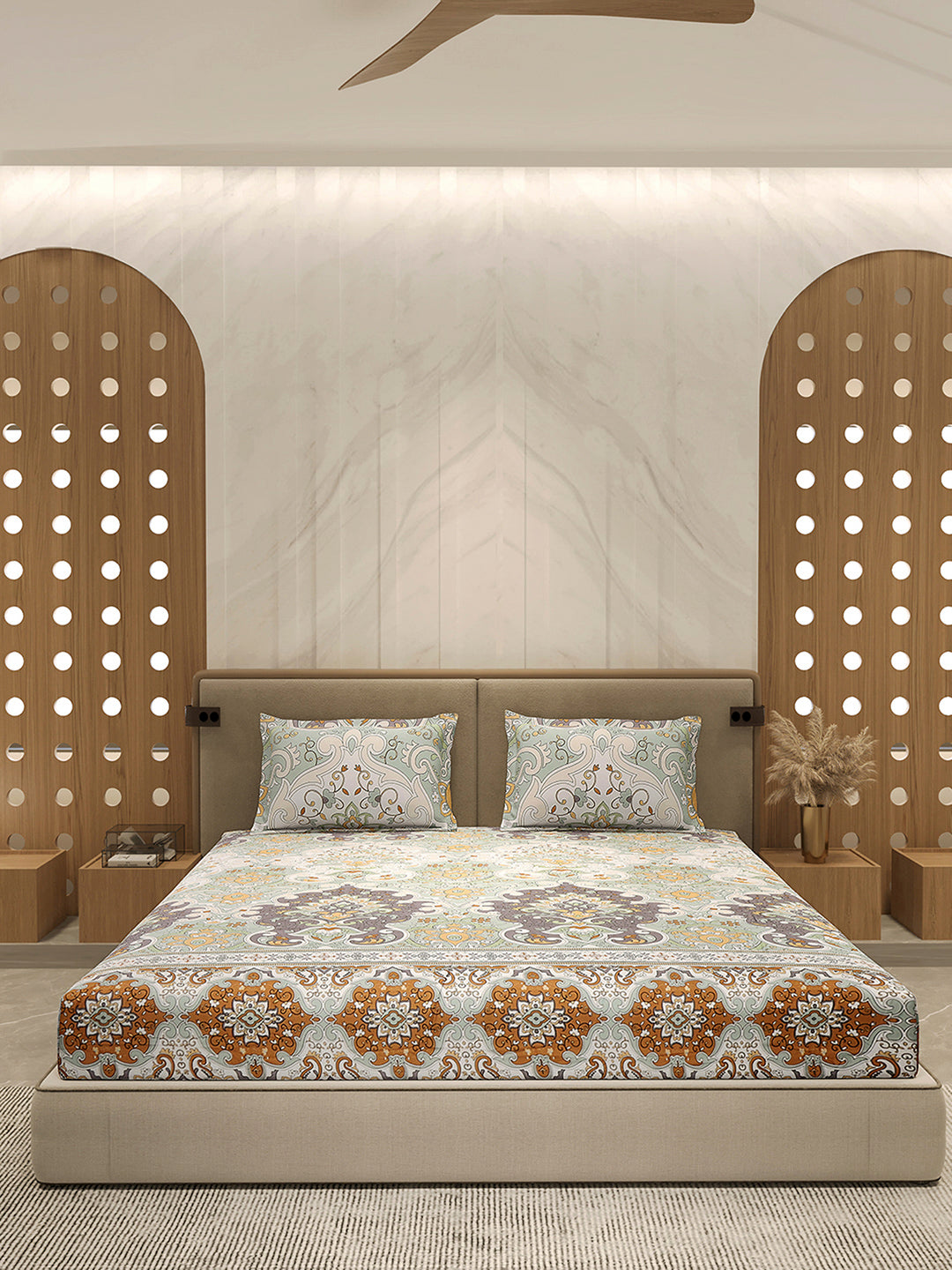 210 TC 100% Bamboo King 1 Bedsheet with 2 Pillow Cover (Eco-Ease)