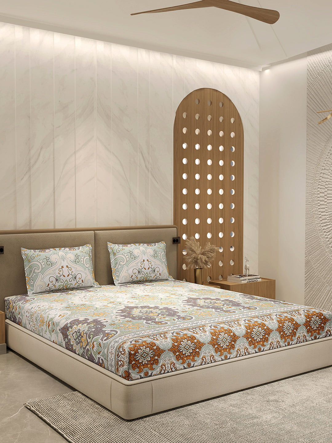 210 TC 100% Bamboo King 1 Bedsheet with 2 Pillow Cover (Eco-Ease)