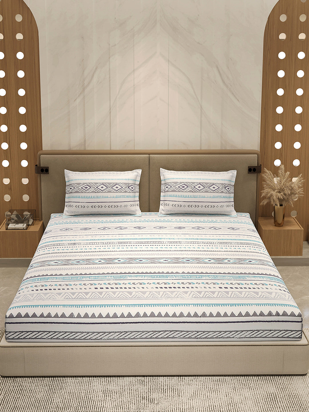 210 TC 100% Bamboo King 1 Bedsheet with 2 Pillow Cover (Eco-Ease)