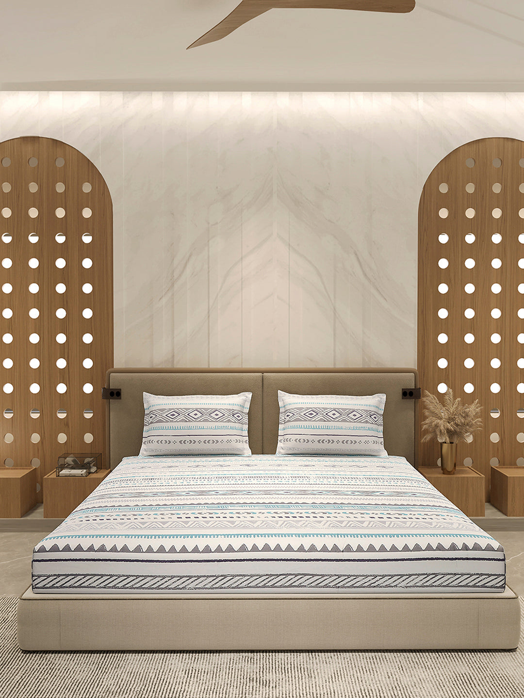 210 TC 100% Bamboo King 1 Bedsheet with 2 Pillow Cover (Eco-Ease)