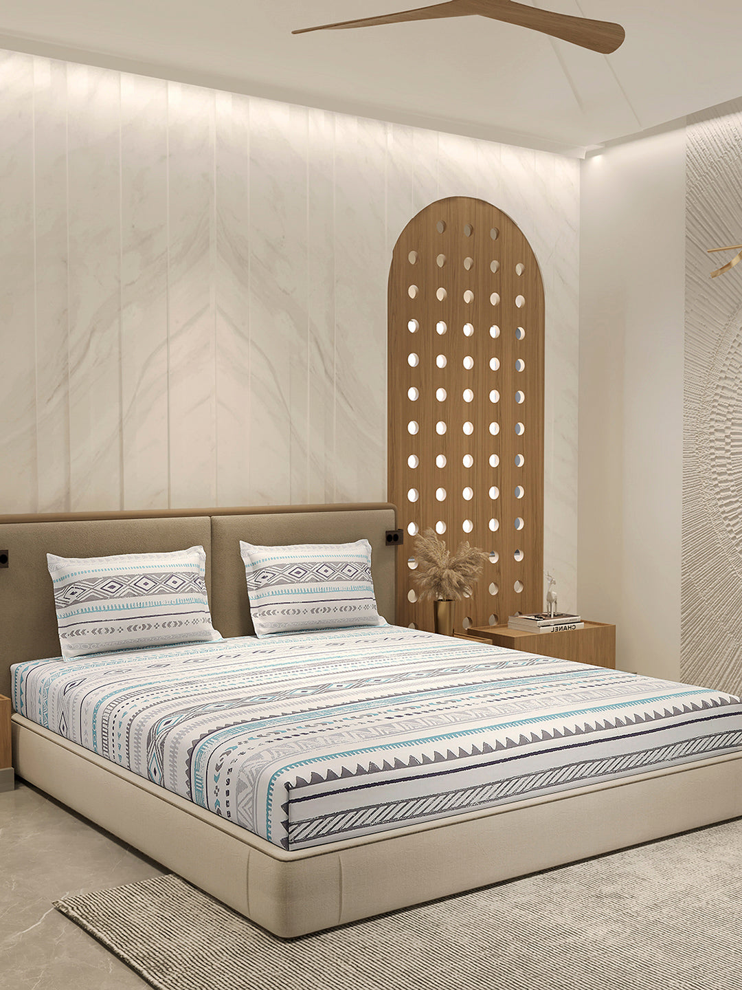 210 TC 100% Bamboo King 1 Bedsheet with 2 Pillow Cover (Eco-Ease)