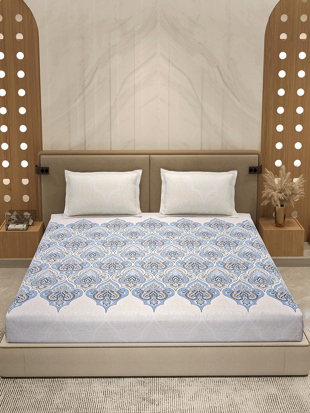 210 TC 100% Bamboo King 1 Bedsheet with 2 Pillow Cover (Eco-Ease)