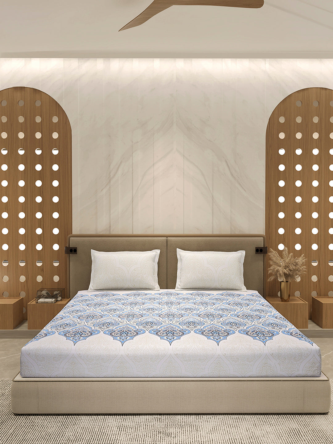 210 TC 100% Bamboo King 1 Bedsheet with 2 Pillow Cover (Eco-Ease)
