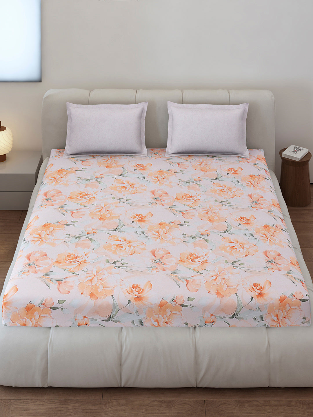 130 GSM Polyester King Size 1 Bedsheet with 2 Pillow Covers (Edmond)