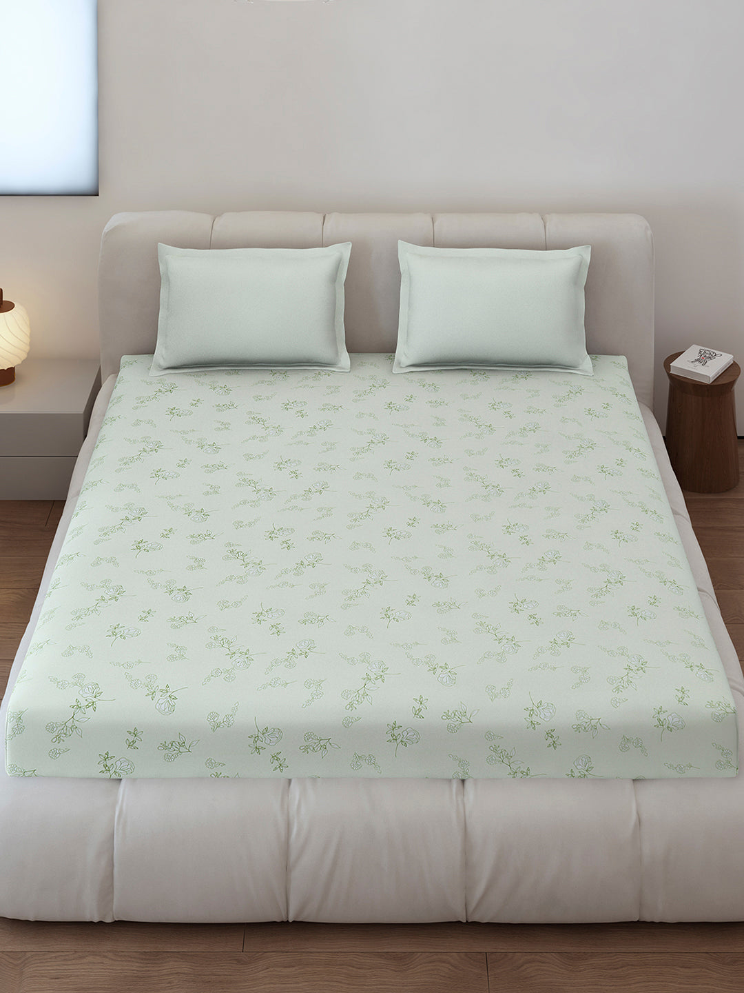 130 GSM Polyester King Size 1 Bedsheet with 2 Pillow Covers (Edmond)