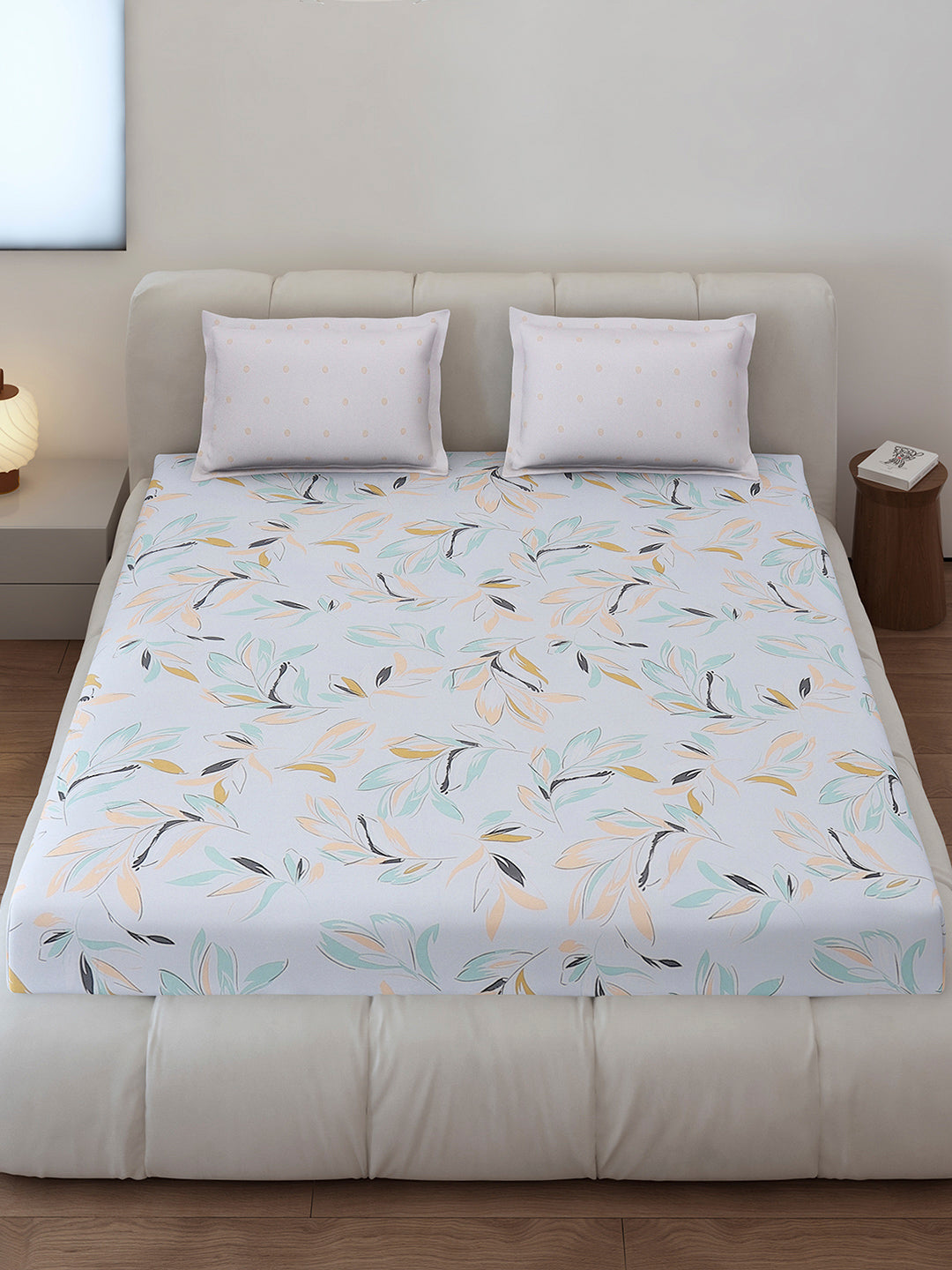 130 GSM Polyester King Size 1 Bedsheet with 2 Pillow Covers (Edmond)