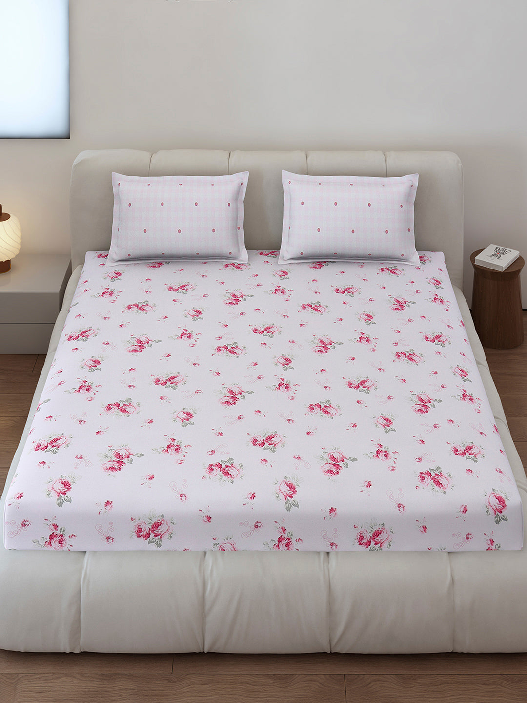 130 GSM Polyester King Size 1 Bedsheet with 2 Pillow Covers (Edmond)
