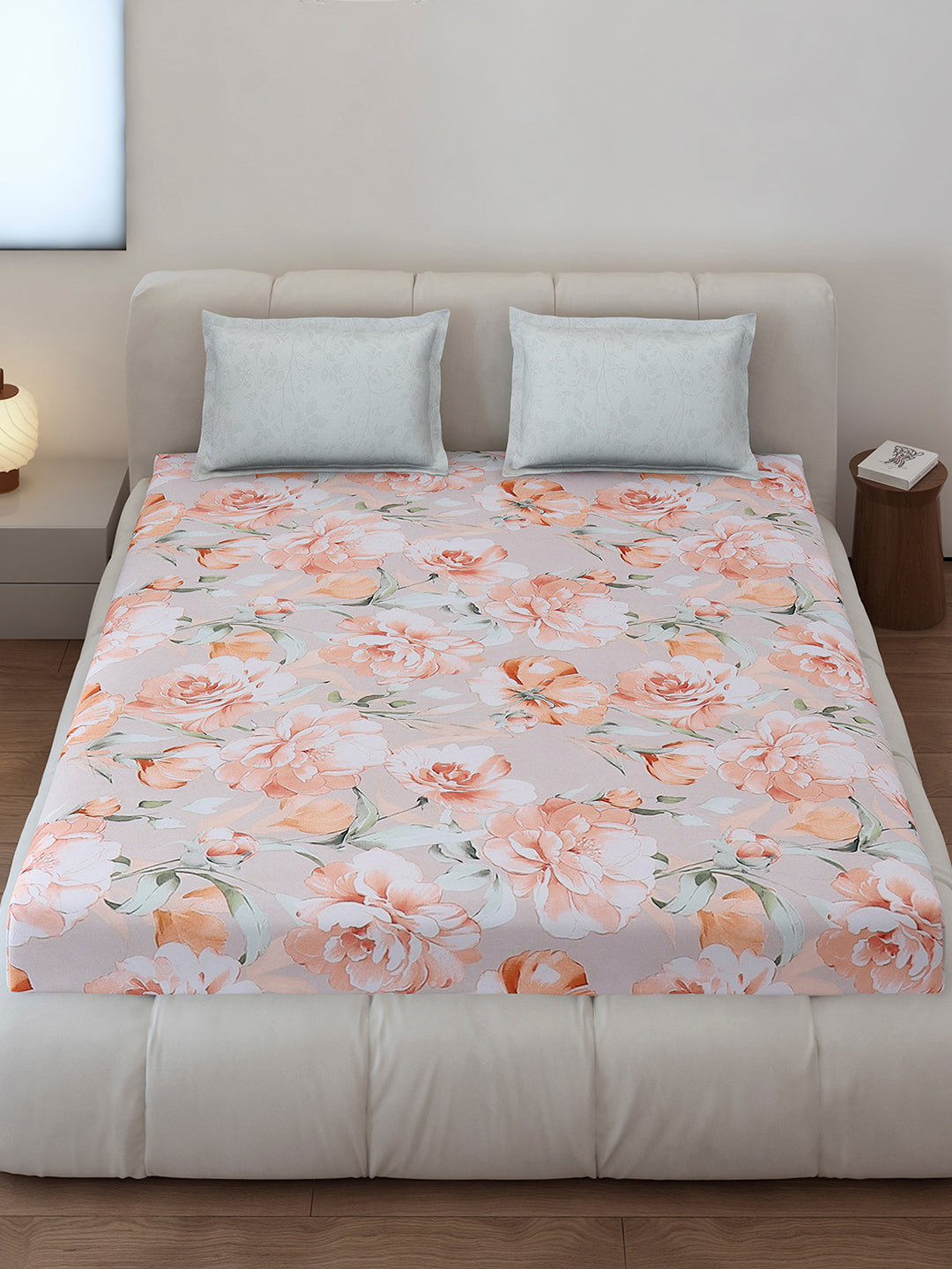 130 GSM Polyester King Size 1 Bedsheet with 2 Pillow Covers (Edmond)