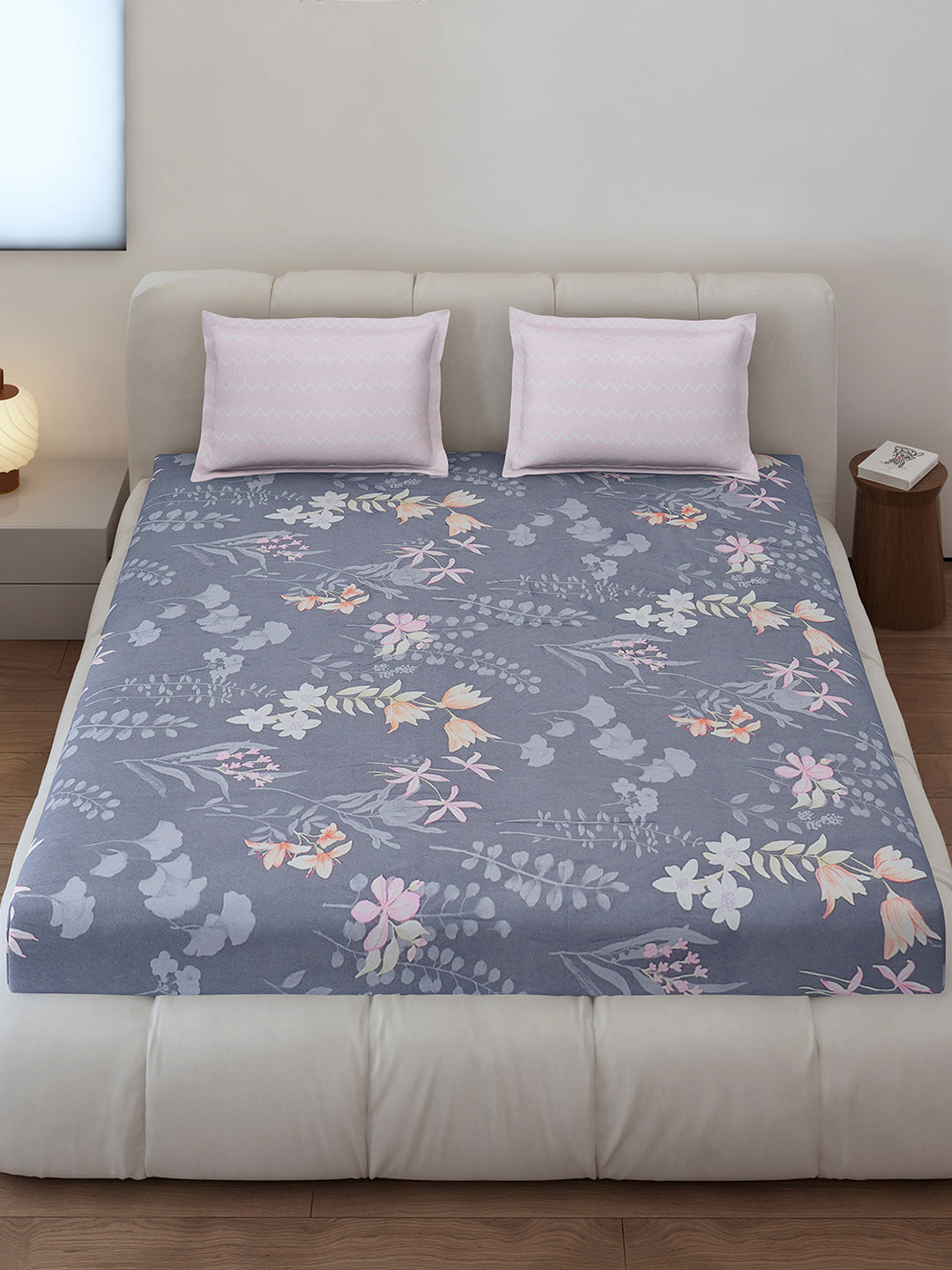 130 GSM Polyester King Size 1 Bedsheet with 2 Pillow Covers (Edmond)