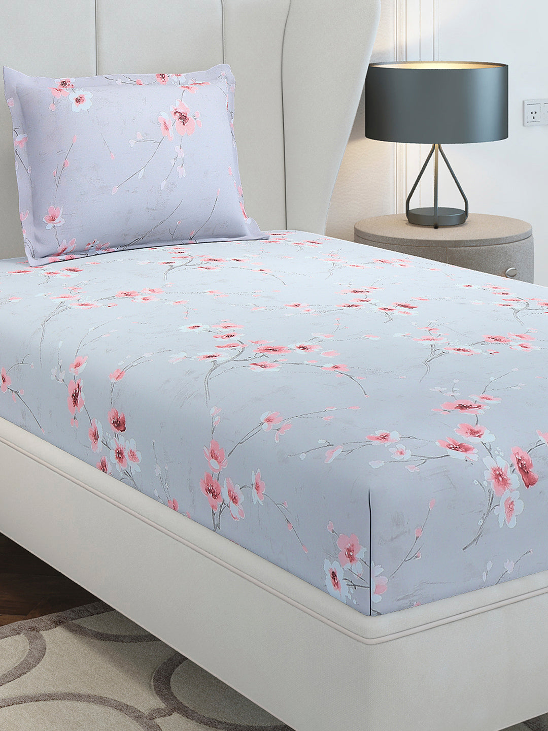 104 TC Cotton Single Bedsheet with 1 Pillow Cover (Elegance)