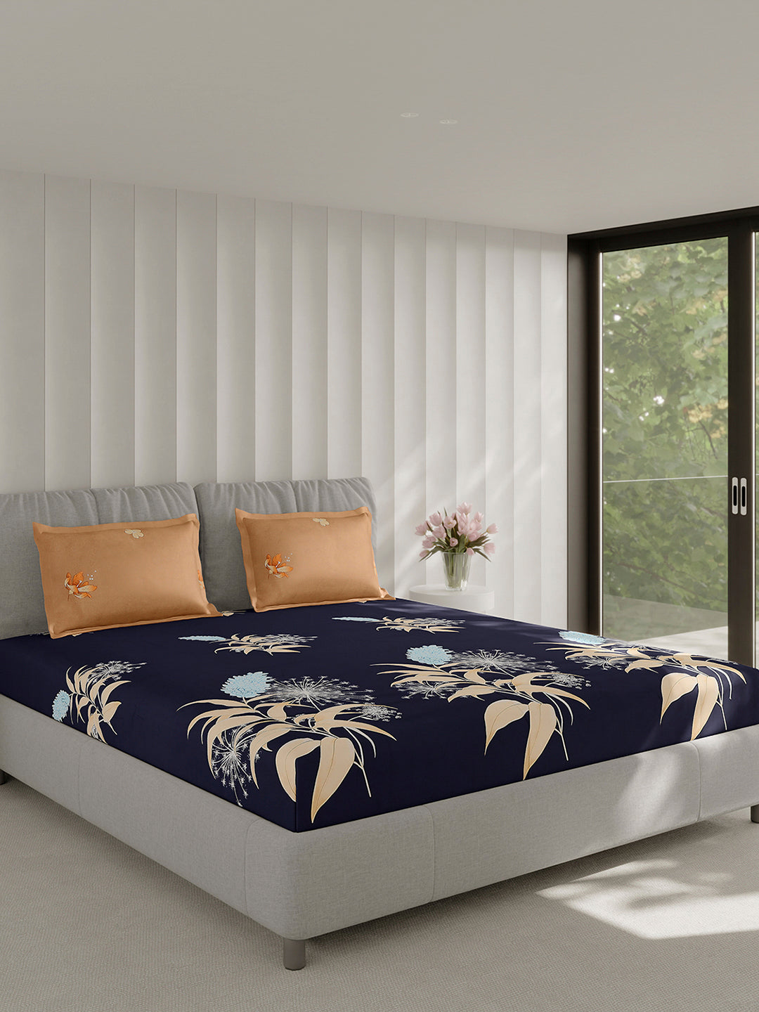 130 GSM Polyester Double Bed 1 Bedsheet with 2 Pillow Covers (Immortal)