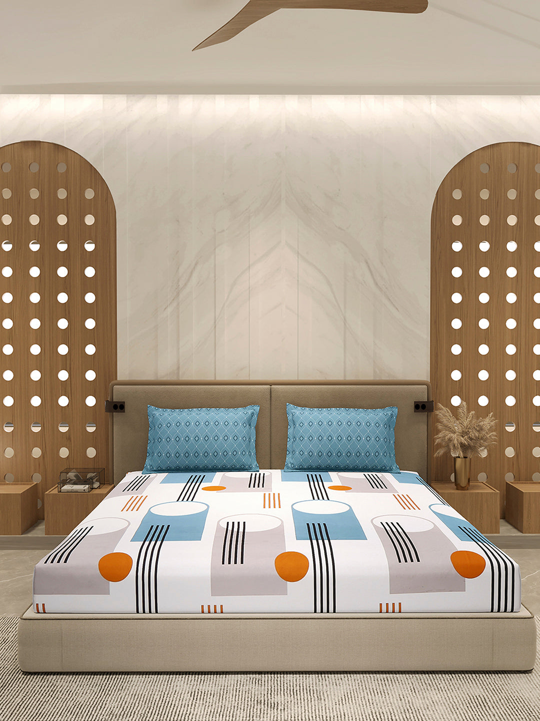130 GSM Polyester Double Bed 1 Bedsheet with 2 Pillow Cover (Immortal)