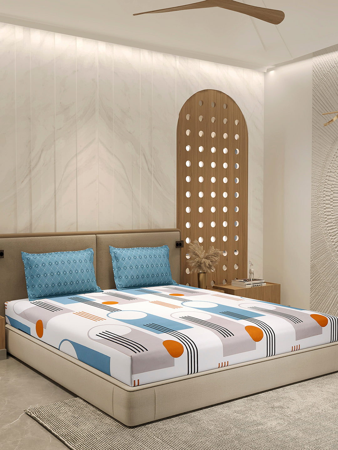 130 GSM Polyester Double Bed 1 Bedsheet with 2 Pillow Cover (Immortal)