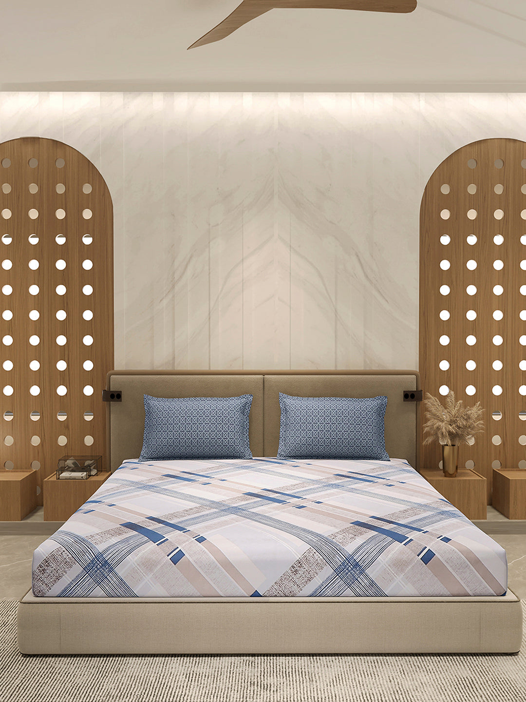 130 GSM Polyester Double Bed 1 Bedsheet with 2 Pillow Cover (Immortal)