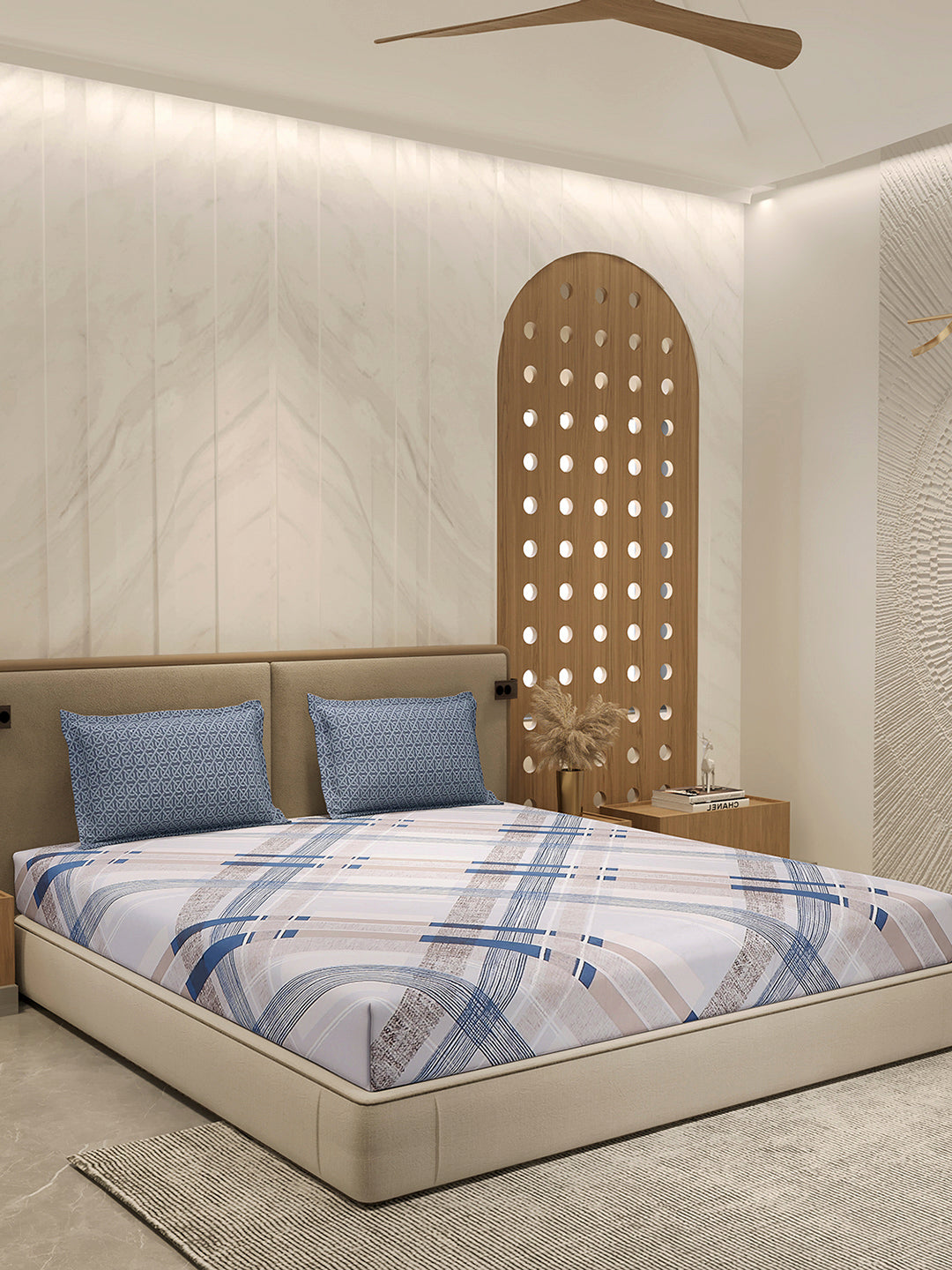 130 GSM Polyester Double Bed 1 Bedsheet with 2 Pillow Cover (Immortal)