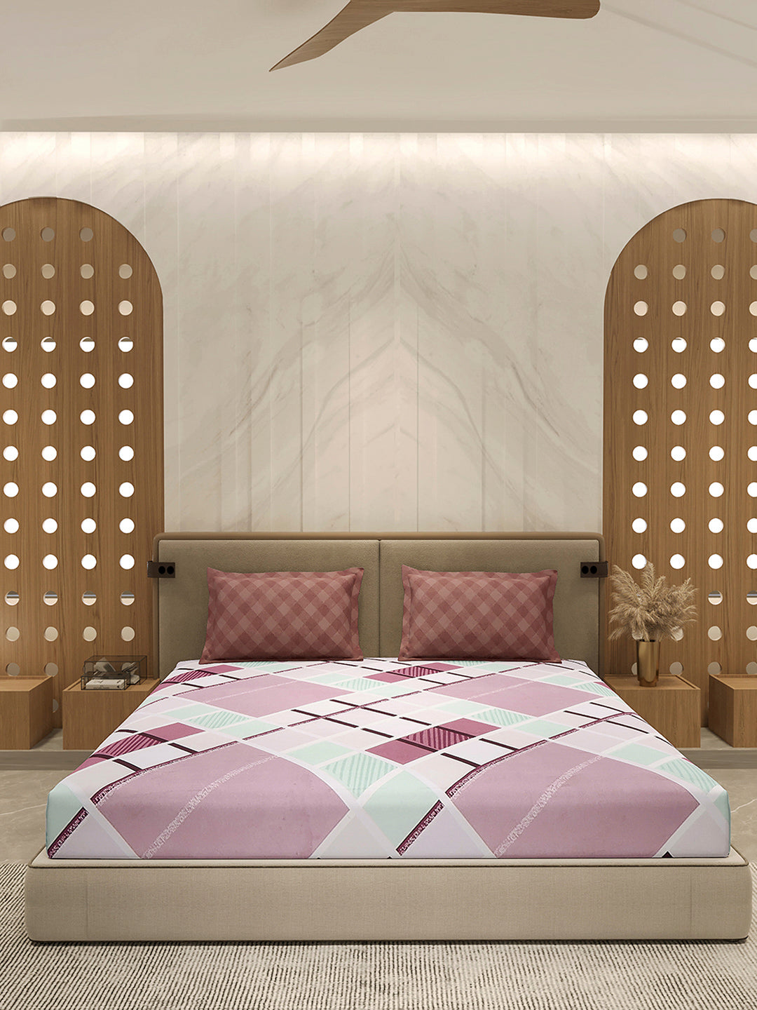 130 GSM Polyester Double Bed 1 Bedsheet with 2 Pillow Cover (Immortal)