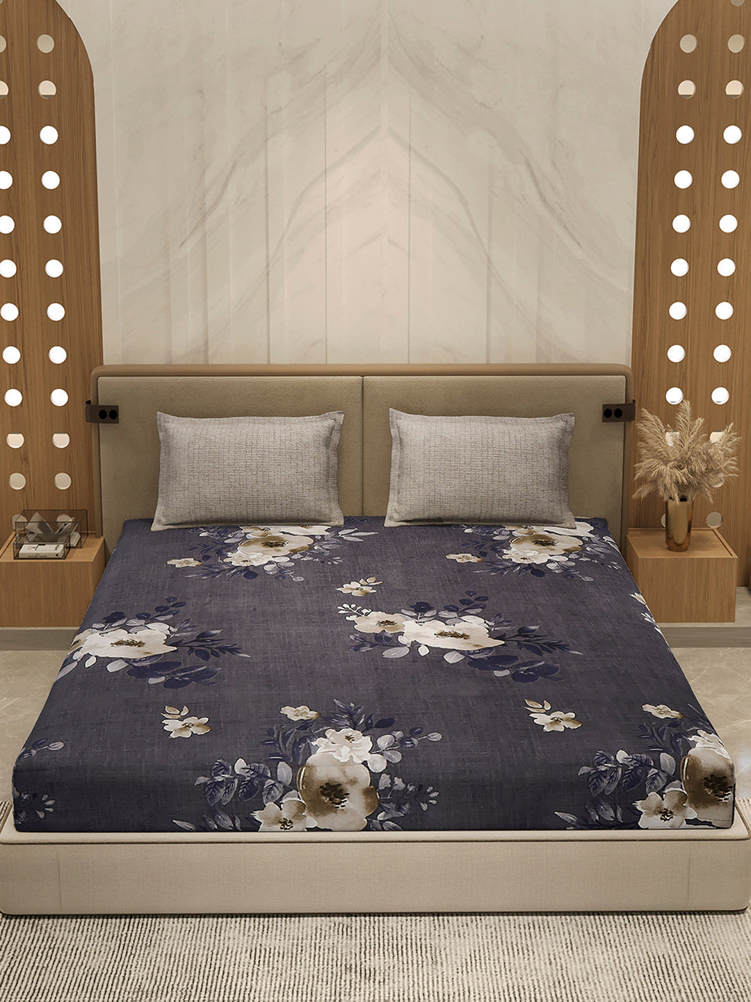130 GSM Polyester Double Bed 1 Bedsheet with 2 Pillow Cover (Immortal)