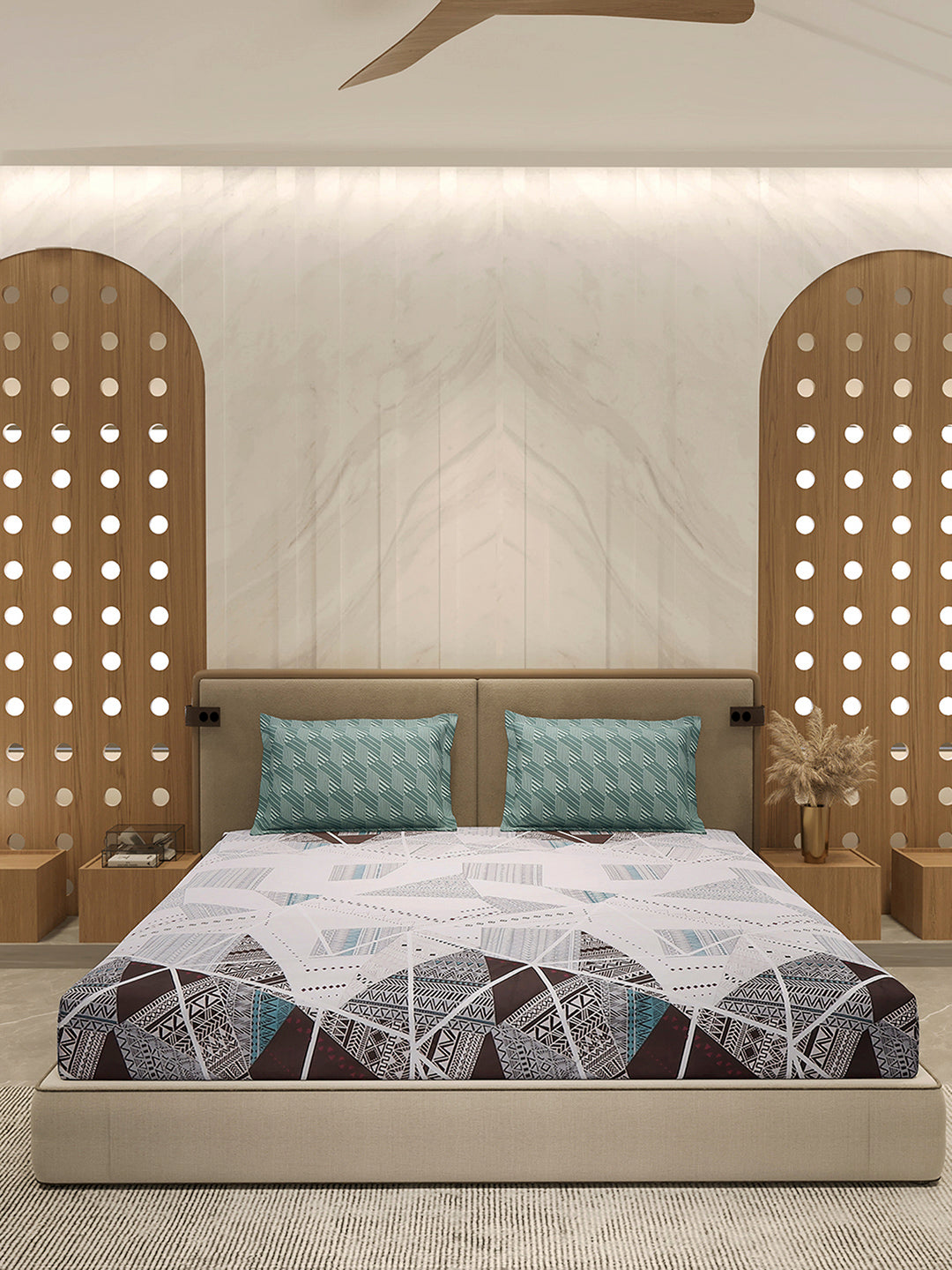 130 GSM Polyester Double Bed 1 Bedsheet with 2 Pillow Cover (Immortal)