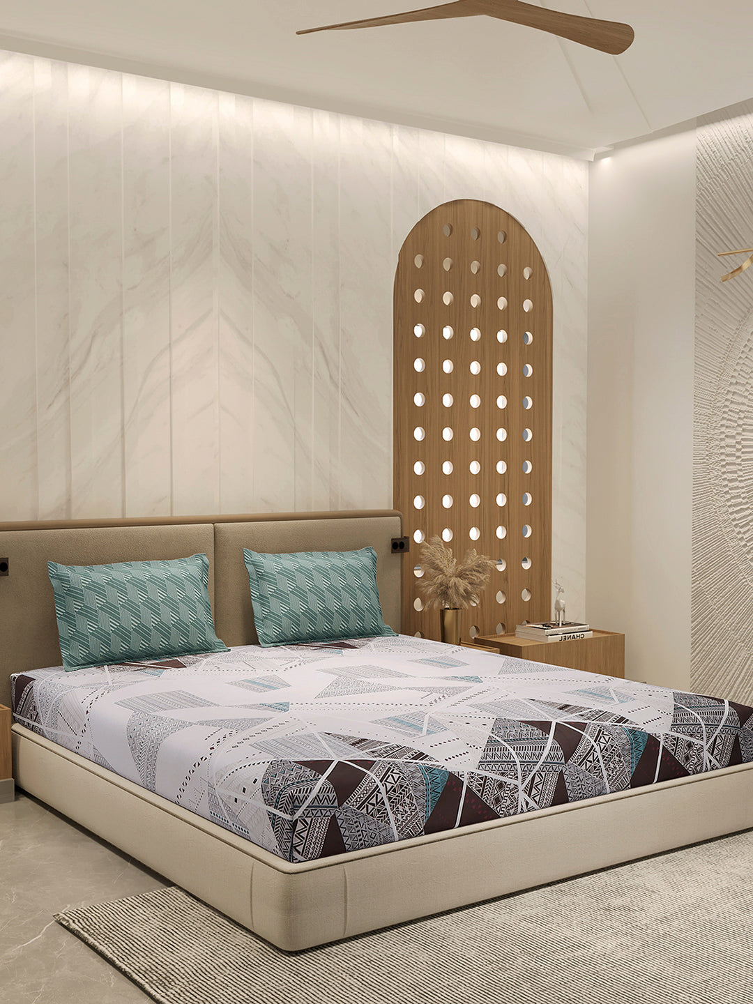 130 GSM Polyester Double Bed 1 Bedsheet with 2 Pillow Cover (Immortal)