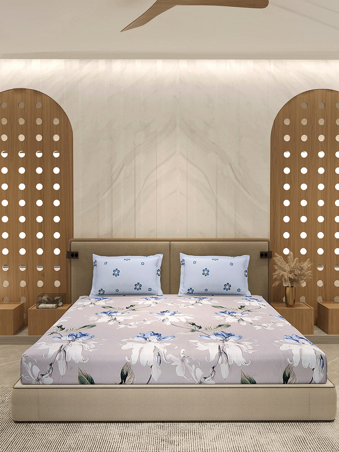 130 GSM Polyester Double Bed 1 Bedsheet with 2 Pillow Cover (Immortal)