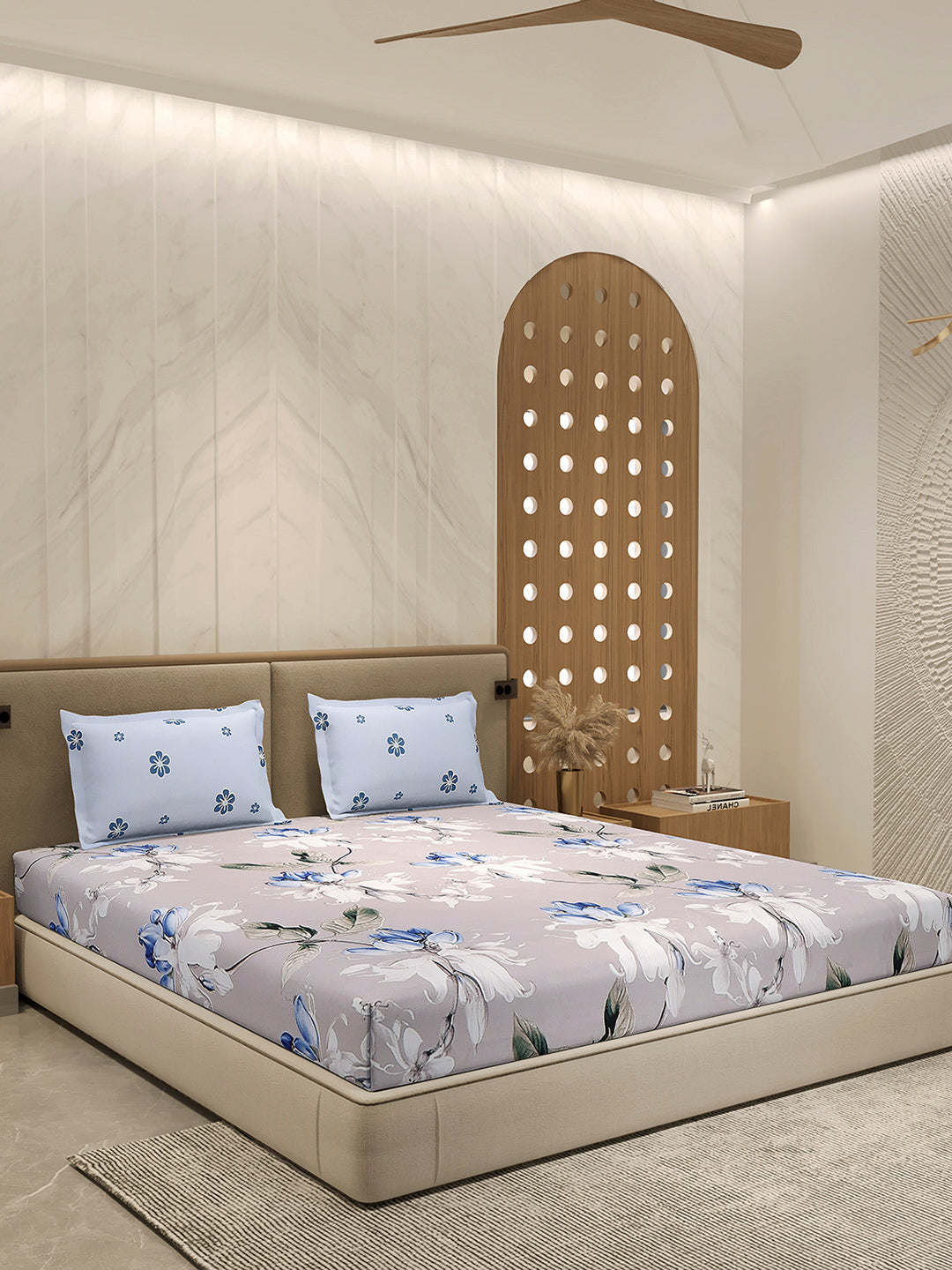 130 GSM Polyester Double Bed 1 Bedsheet with 2 Pillow Cover (Immortal)