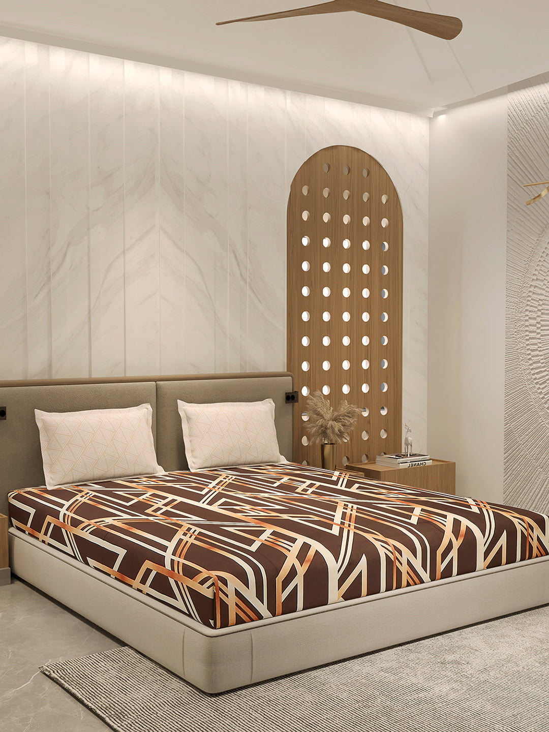 130 GSM Polyester Double Bed 1 Bedsheet with 2 Pillow Cover (Immortal)